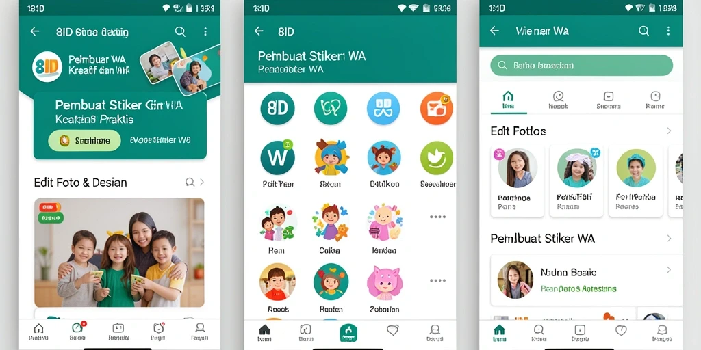 Antarmuka 8ID untuk membuat stiker WA yang colorful dan user-friendly.
