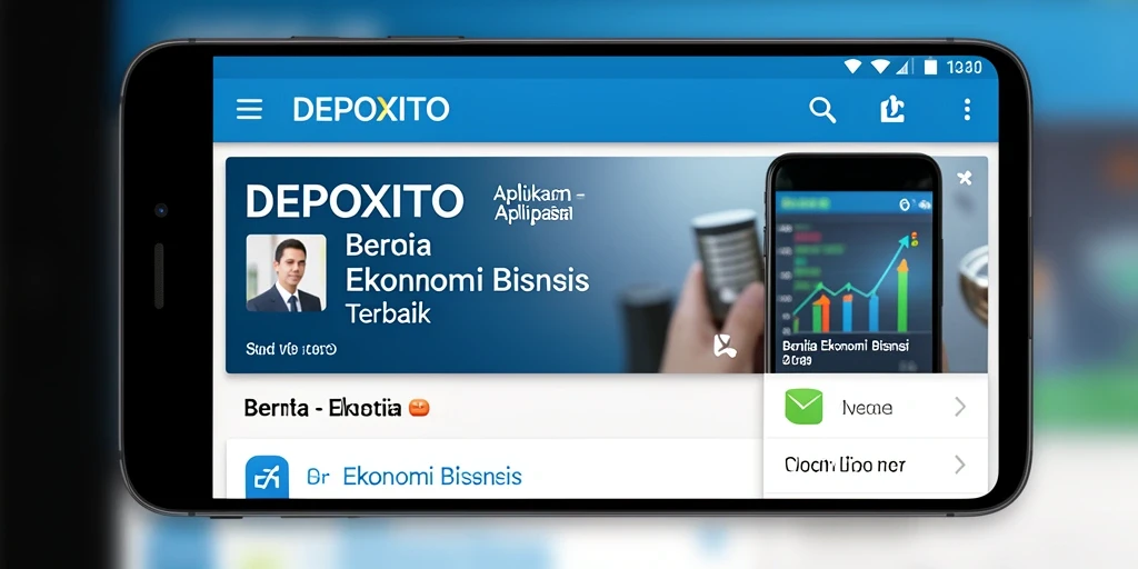 Antarmuka aplikasi DEPOXITO menunjukkan berita ekonomi yang jelas dan terstruktur.