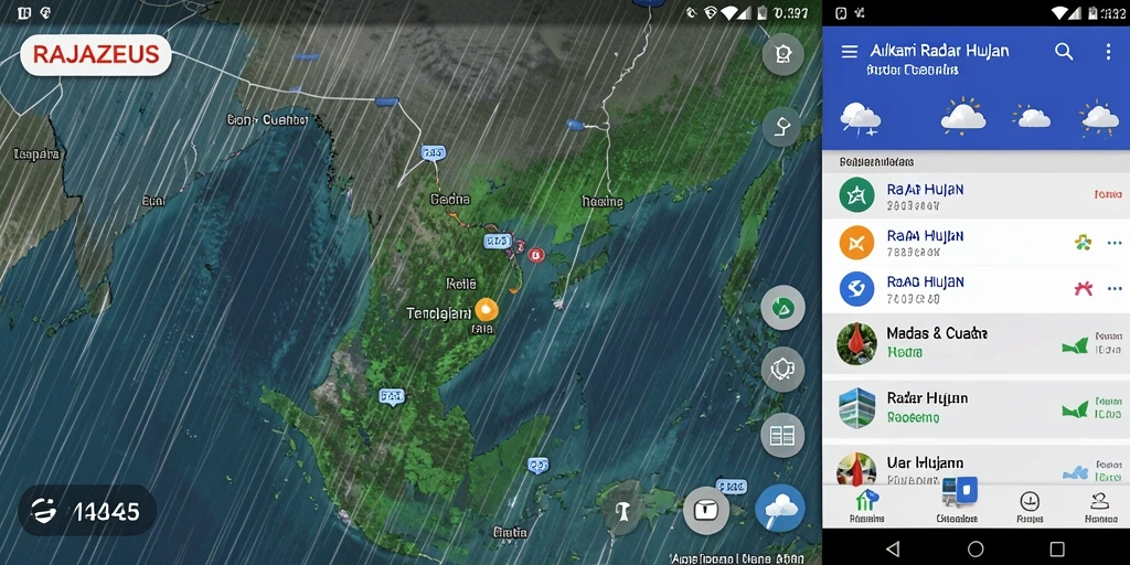 Antarmuka aplikasi RAJAZEUS dengan fitur Radar Hujan yang informatif.