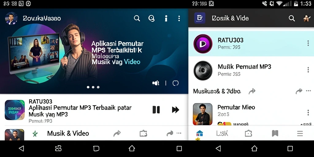 Tampilan antarmuka RATU303 yang sederhana dan menarik untuk Pemutar MP3.