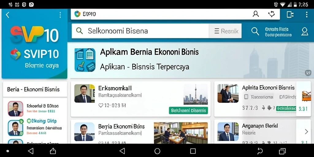 Tampilan antarmuka SVIP10 untuk berita ekonomi dan bisnis.