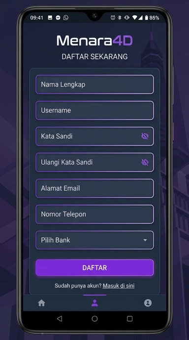 Registrasi Akun Baru Menara4D untuk Pengguna Android